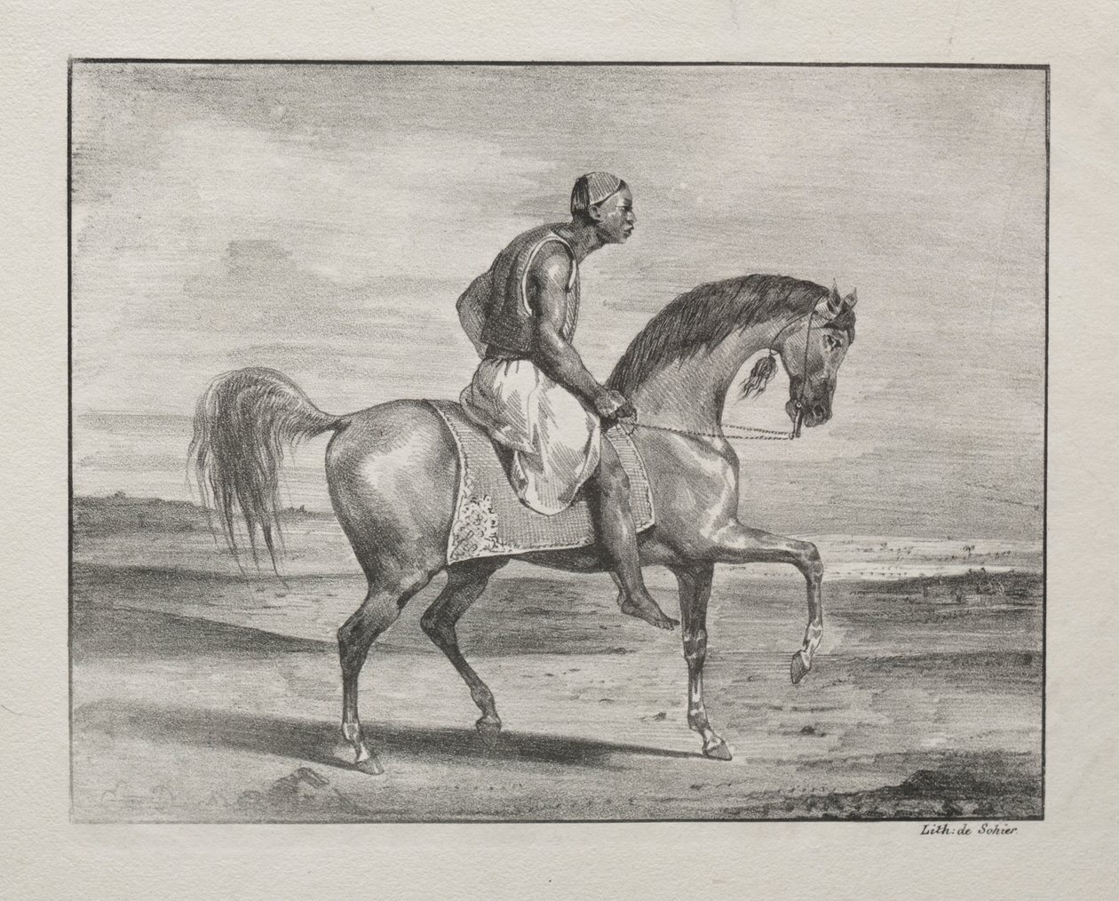 Afrikkalainen hevosen selässä, 1823. tekijältä Ferdinand Victor Eugene Delacroix