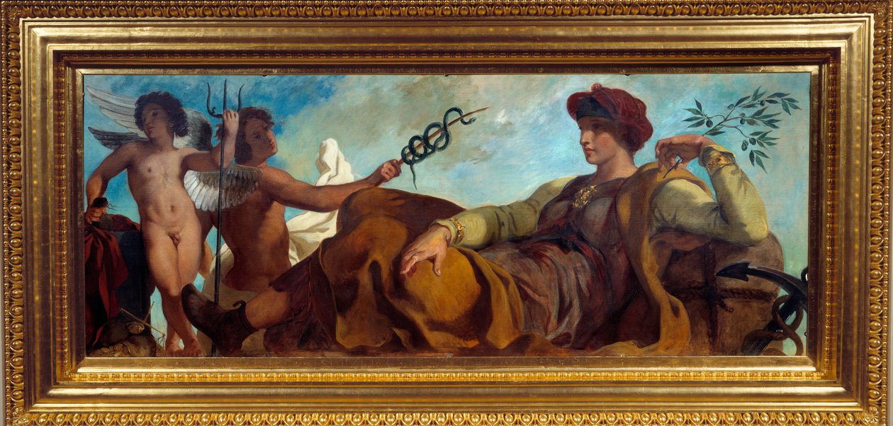 Eugene Delacroix (1798-1863) maalausteollisuuden allegoria tekijältä Ferdinand Victor Eugene Delacroix