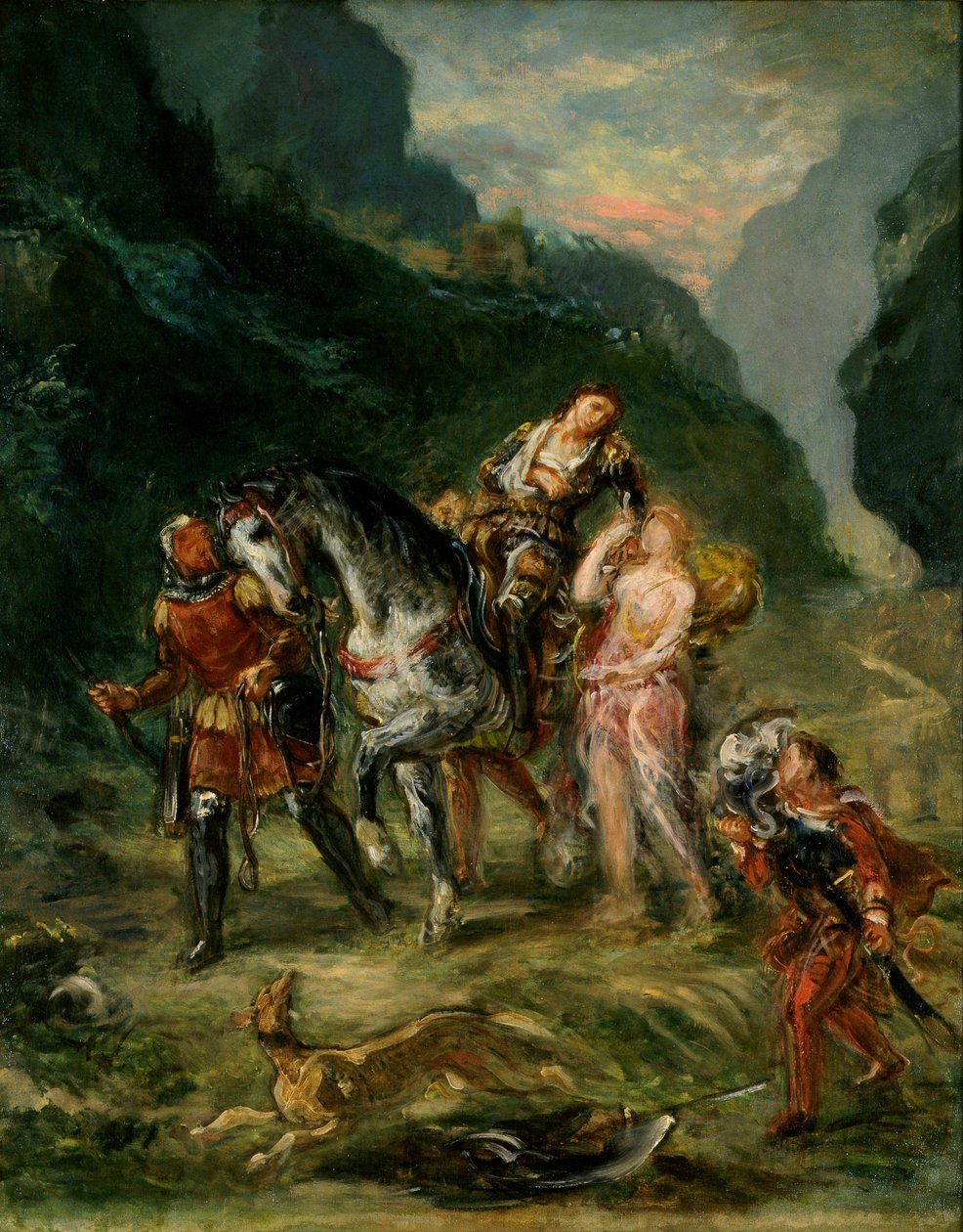 Angelica ja haavoittunut Medoro, noin 1860 (öljy kankaalle). tekijältä Ferdinand Victor Eugene Delacroix