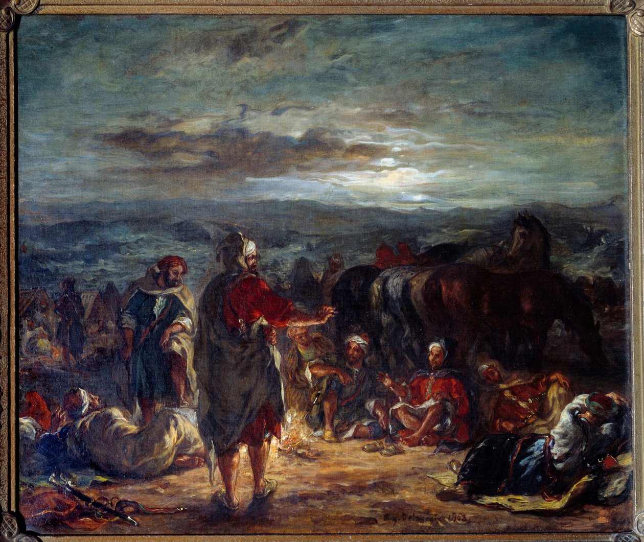 Arabien leiri yöllä. Eugene Delacroix (1798-1863) maalaus tekijältä Ferdinand Victor Eugene Delacroix