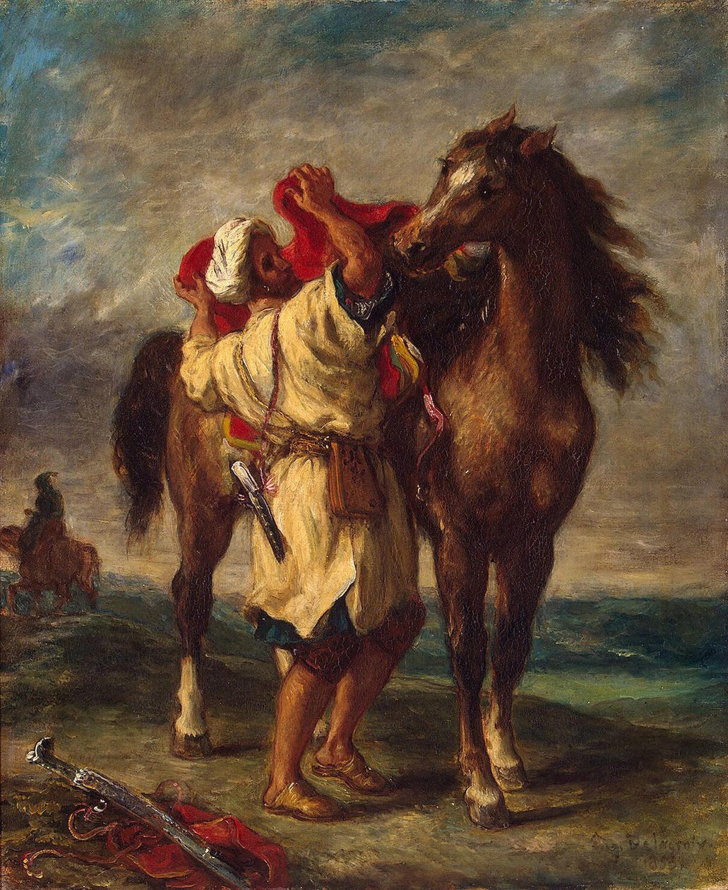 Arab satuloi hevostaan tekijältä Ferdinand Victor Eugene Delacroix