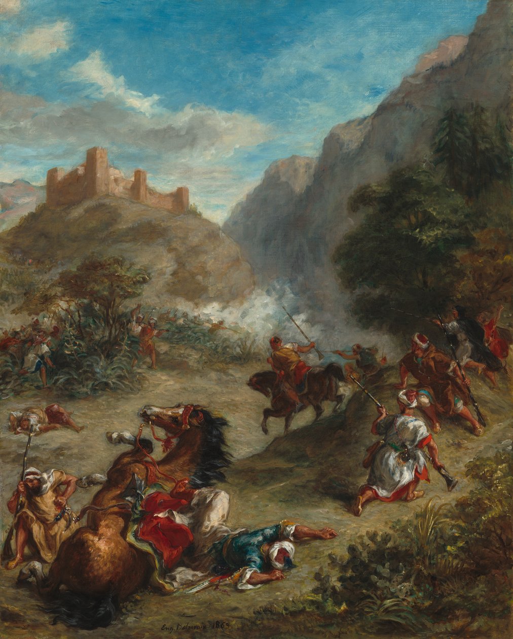 Arabit taistelut vuorilla tekijältä Ferdinand Victor Eugene Delacroix