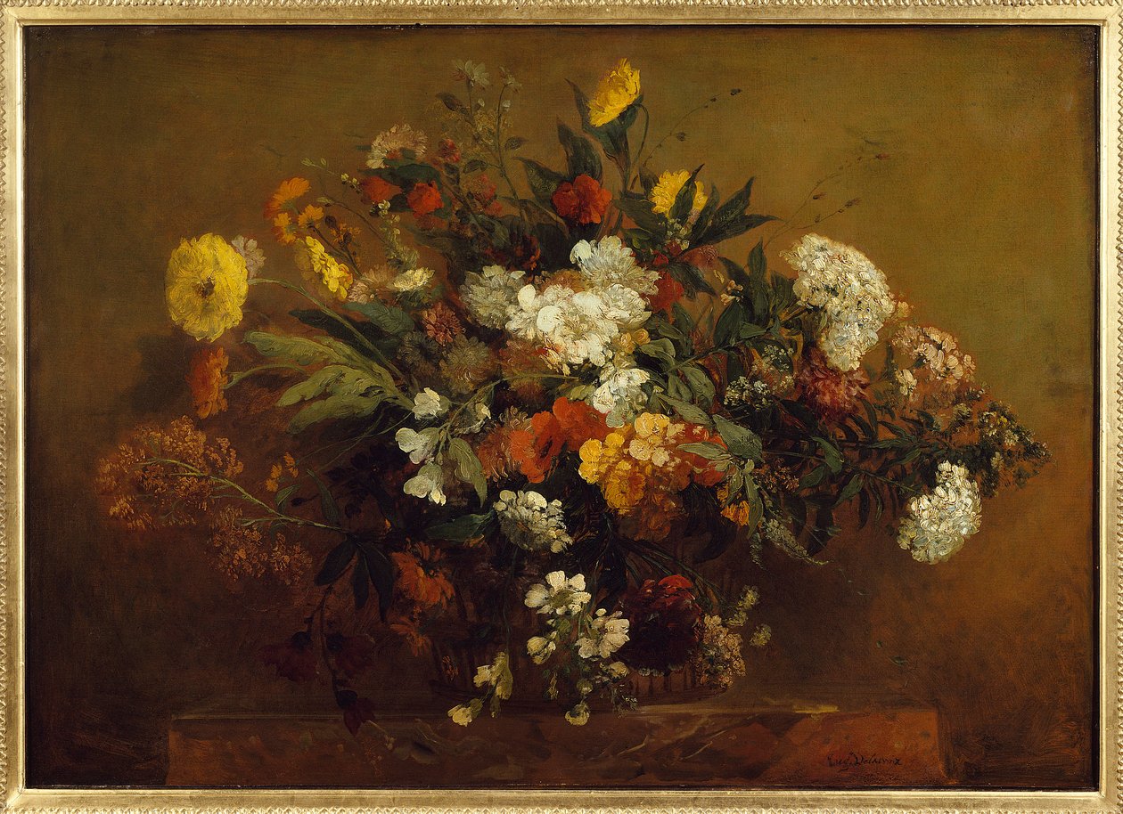 Kukkakimppu. Eugene Delacroix (1798-1863) maalaus tekijältä Ferdinand Victor Eugene Delacroix