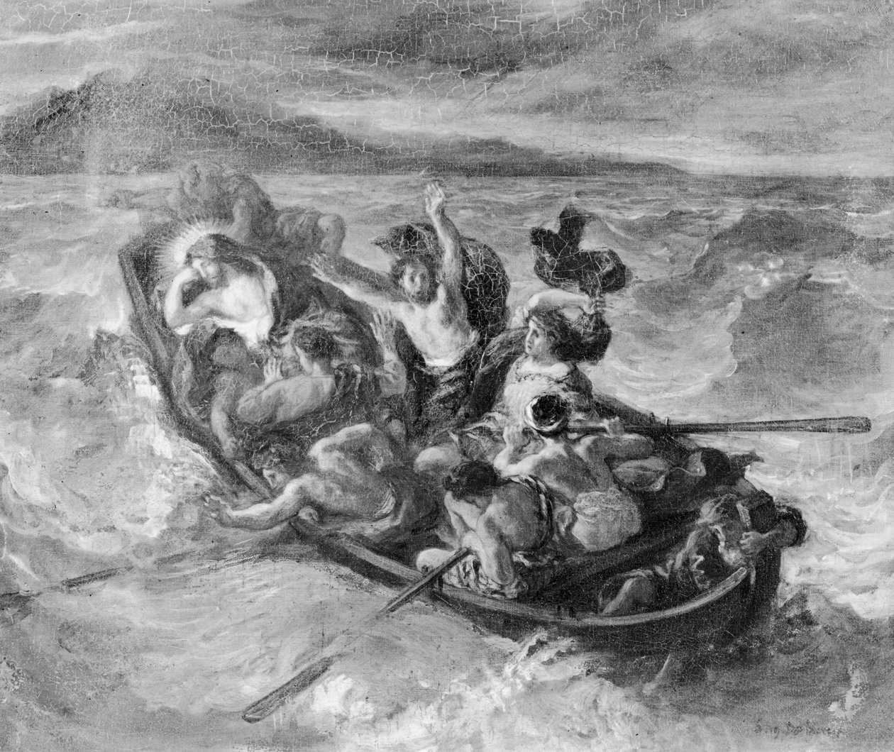 Kristus Galileanmerellä, 1853 (bw kuva) tekijältä Ferdinand Victor Eugene Delacroix