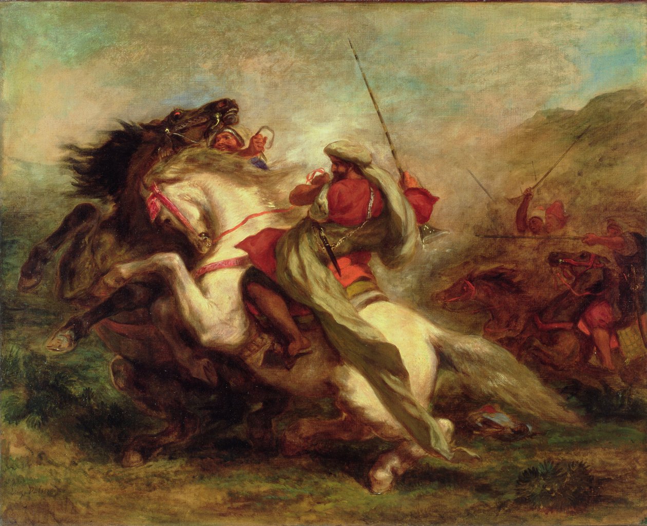 Maurien hevosmiesten yhteentörmäys, 1843-44 tekijältä Ferdinand Victor Eugene Delacroix