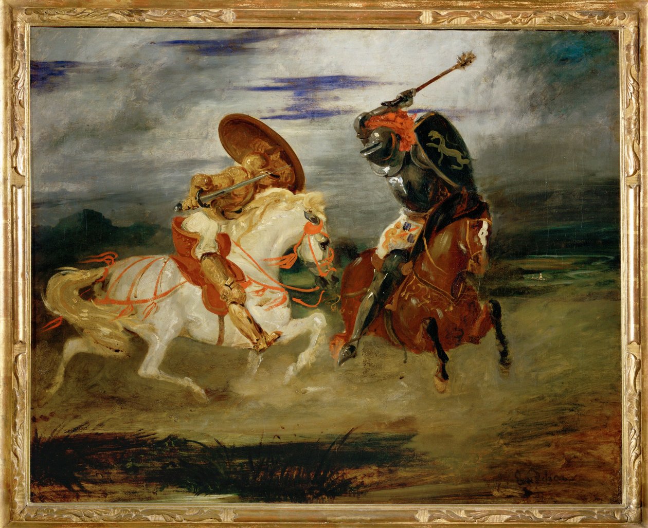 Combat de chevaliers dans la campagne - Ritarien välinen taistelu ... tekijältä Ferdinand Victor Eugene Delacroix