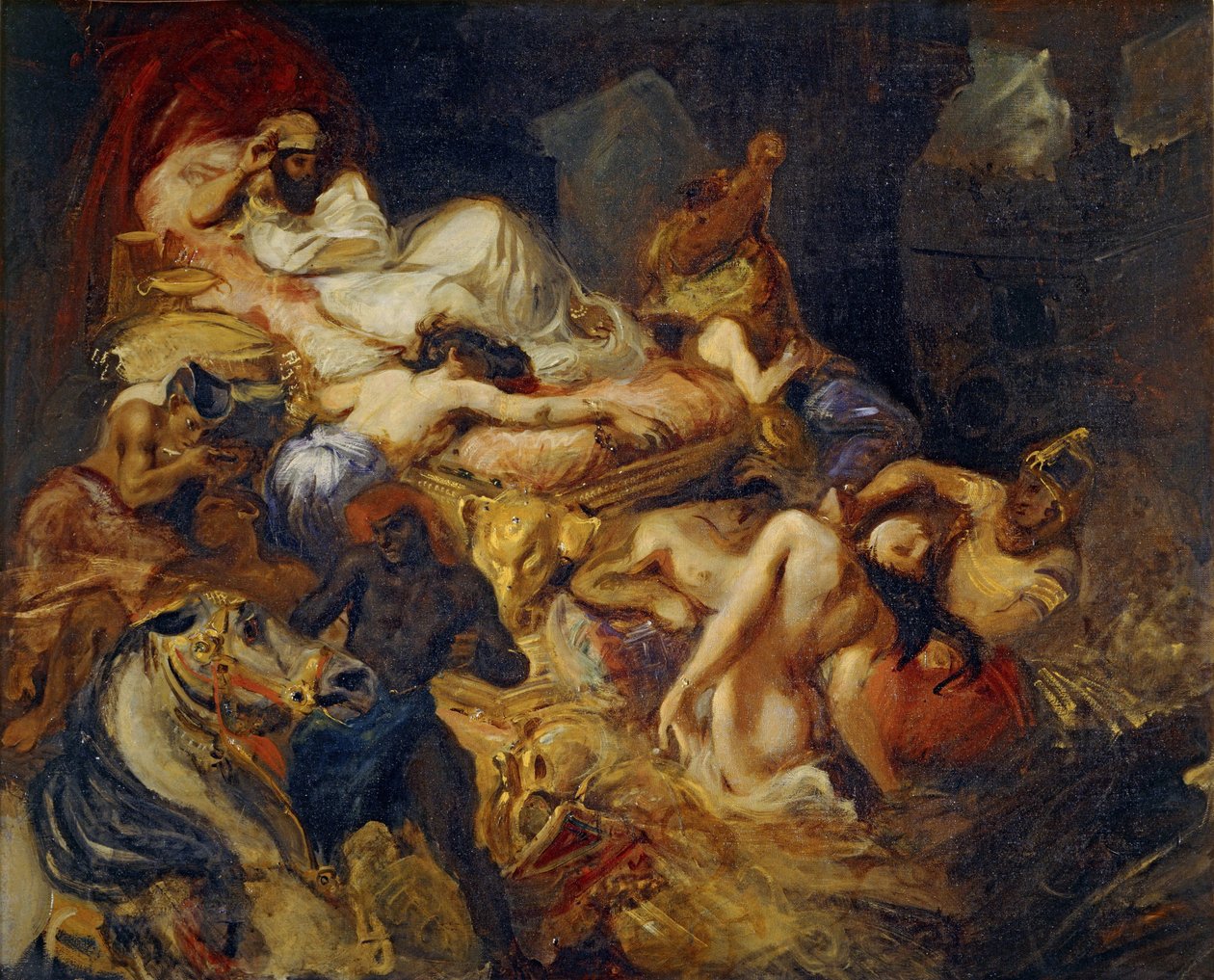 Sardanapalusin kuolema -tutkimus tekijältä Ferdinand Victor Eugene Delacroix