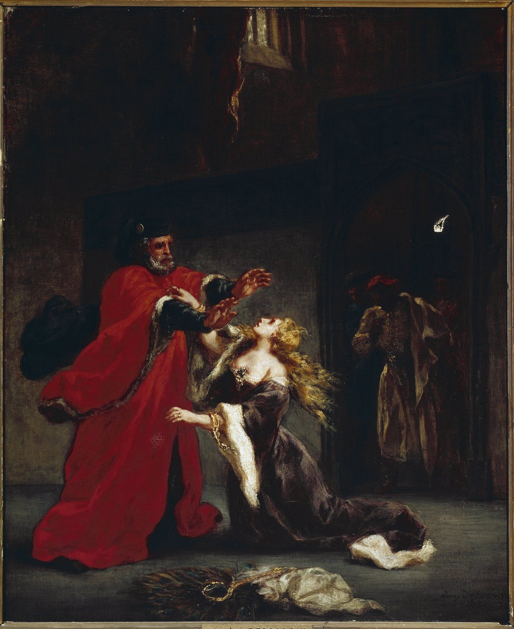 Isänsä kiroama Desdemone (öljy kankaalle, n. 1852) tekijältä Ferdinand Victor Eugene Delacroix