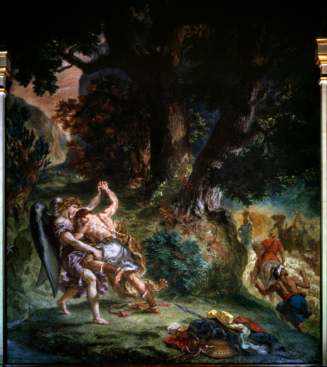Jaakobin ja enkelin välinen taistelu yksityiskohta vuodelta 1860: Eugene Delacroix