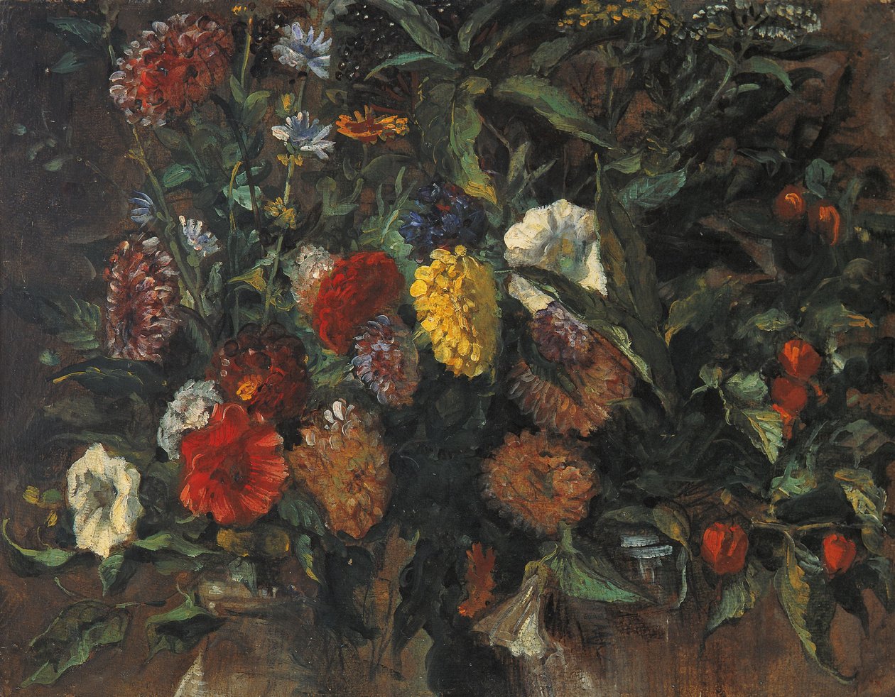 Kukkastillelämää, noin 1848 (öljy kartongille) tekijältä Ferdinand Victor Eugene Delacroix