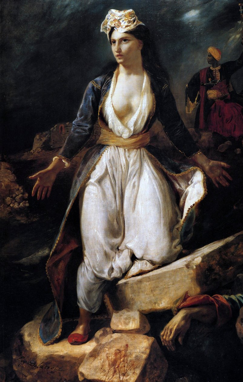 Kreikka Missolonghin raunioilla, 1826 tekijältä Ferdinand Victor Eugene Delacroix