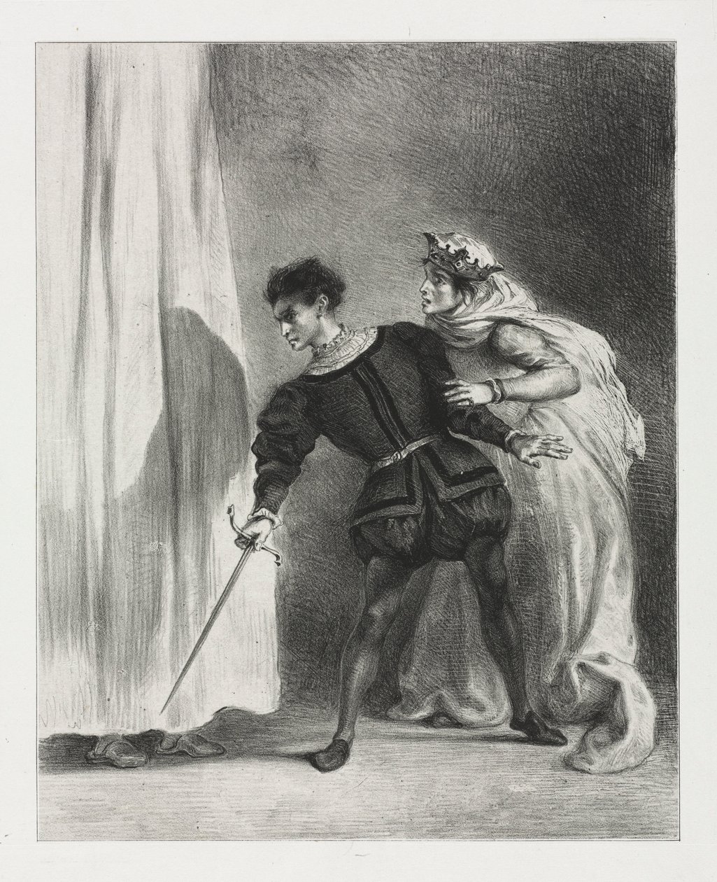 Hamlet: Poloniuksen murha, 1834. tekijältä Ferdinand Victor Eugene Delacroix