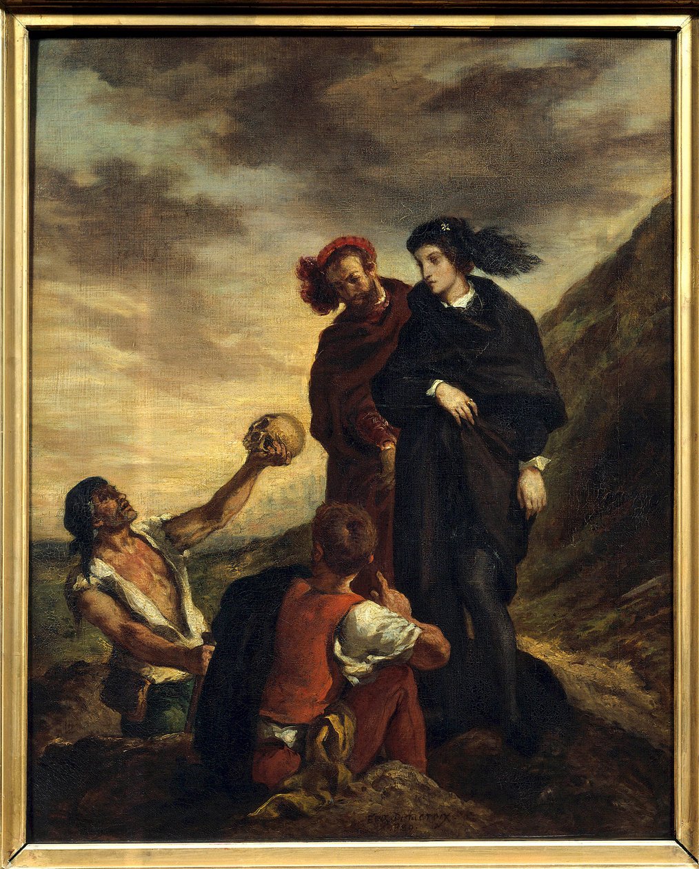 Hamlet ja Horatio hautausmaalla Kuvitus William Shakespearen teoksen "Hamlet" (1564-1616) V näytökselle. Eugene Delacroix