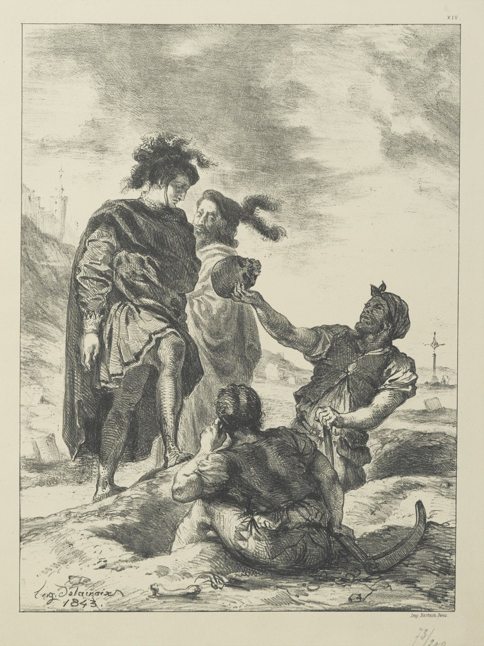 Hamlet ja Horatio ennen haudankaivajia tekijältä Ferdinand Victor Eugene Delacroix