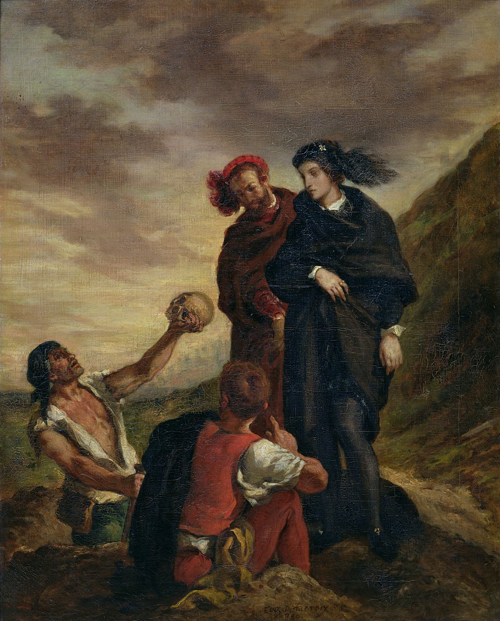 Hamlet ja Horatio hautausmaalla, kohtaus 1, William Shakespearen (1564-1616) 