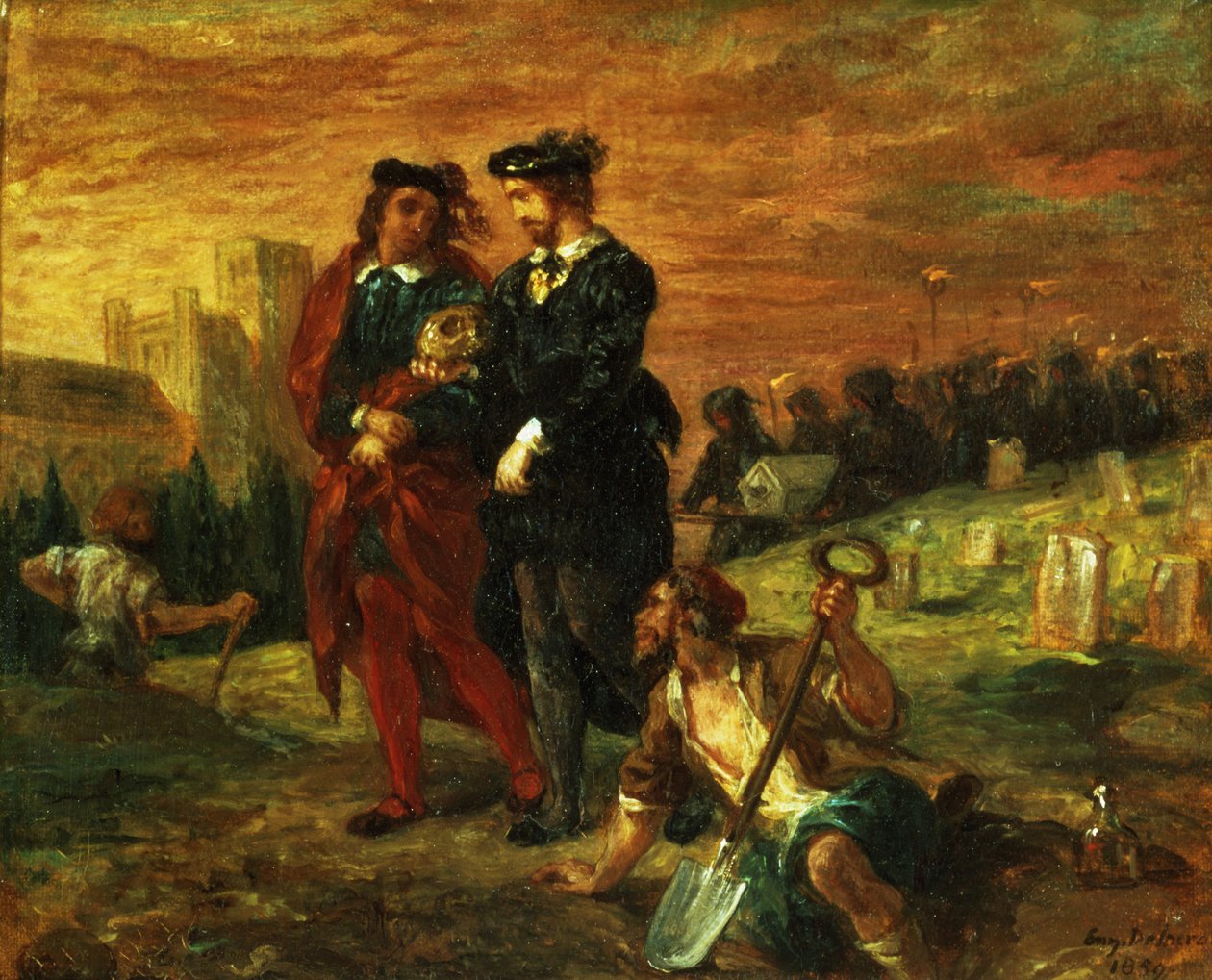 Hamlet ja Horatio hautausmaalla, William Shakespearen teoksesta Hamlet, V näytös, 1859. tekijältä Ferdinand Victor Eugene Delacroix