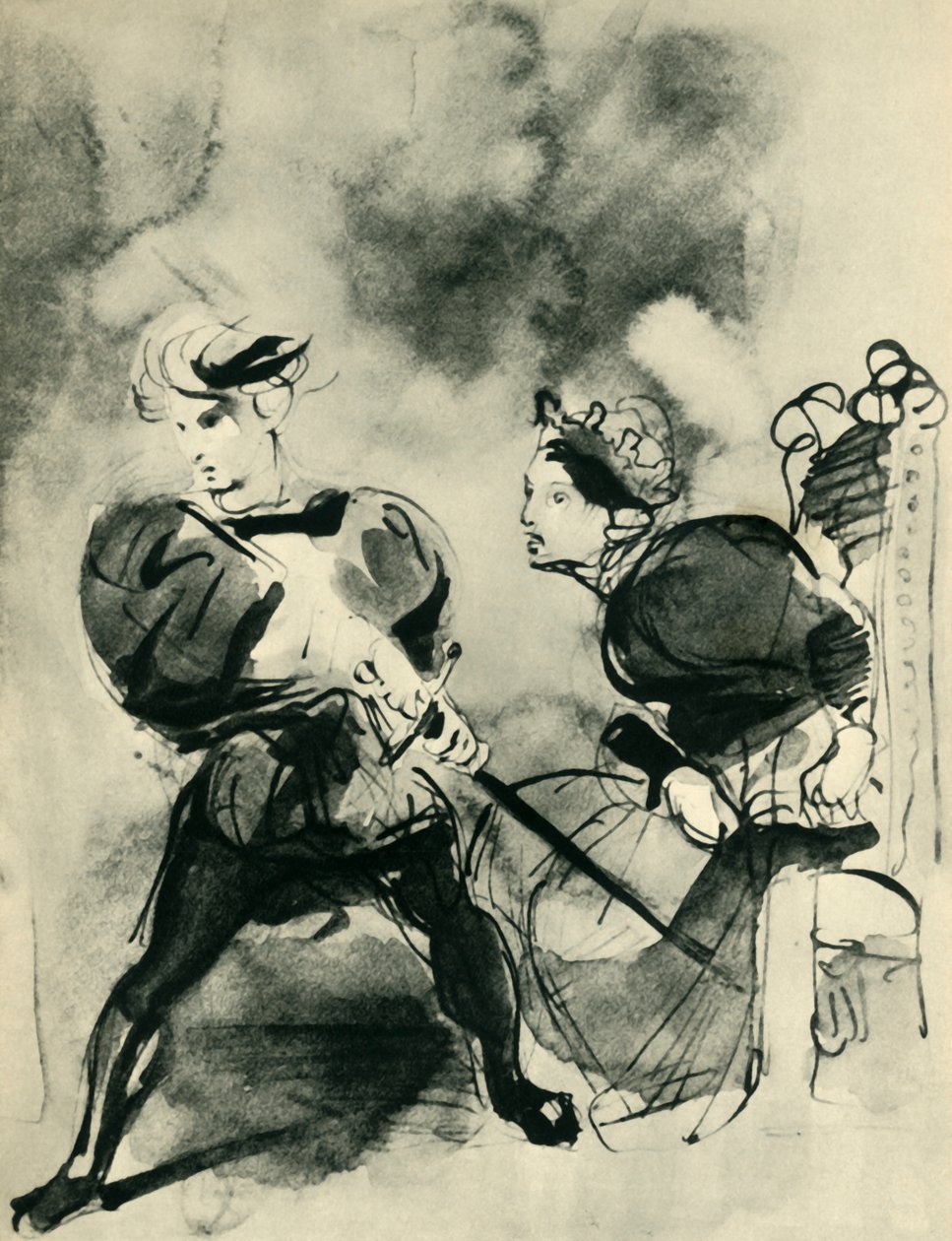 Hamlet ja Polonius, 1830-luku, 1943. tekijältä Ferdinand Victor Eugene Delacroix