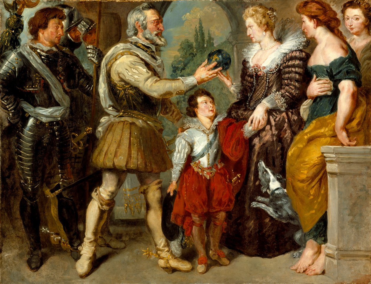 Henrik IV antaa Marie deMedicille regentuurin (Rubensin mukaan), noin 1830-4. tekijältä Ferdinand Victor Eugene Delacroix