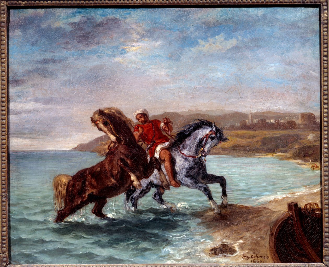 Hevoset tulevat merestä. Eugene Delacroix (1798-1863) maalaus tekijältä Ferdinand Victor Eugene Delacroix