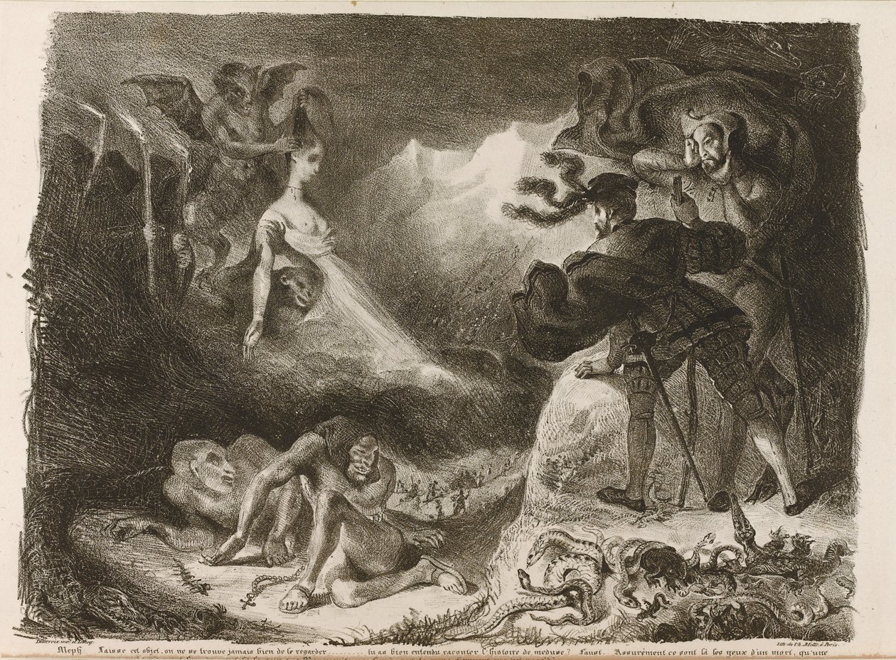 Kuvitus Goethes Faustille, 1828 tekijältä Ferdinand Victor Eugene Delacroix