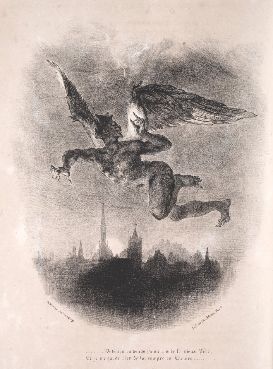 Kuvituksia Faustille: Mefistofeles ilmassa, 1828. tekijältä Ferdinand Victor Eugene Delacroix