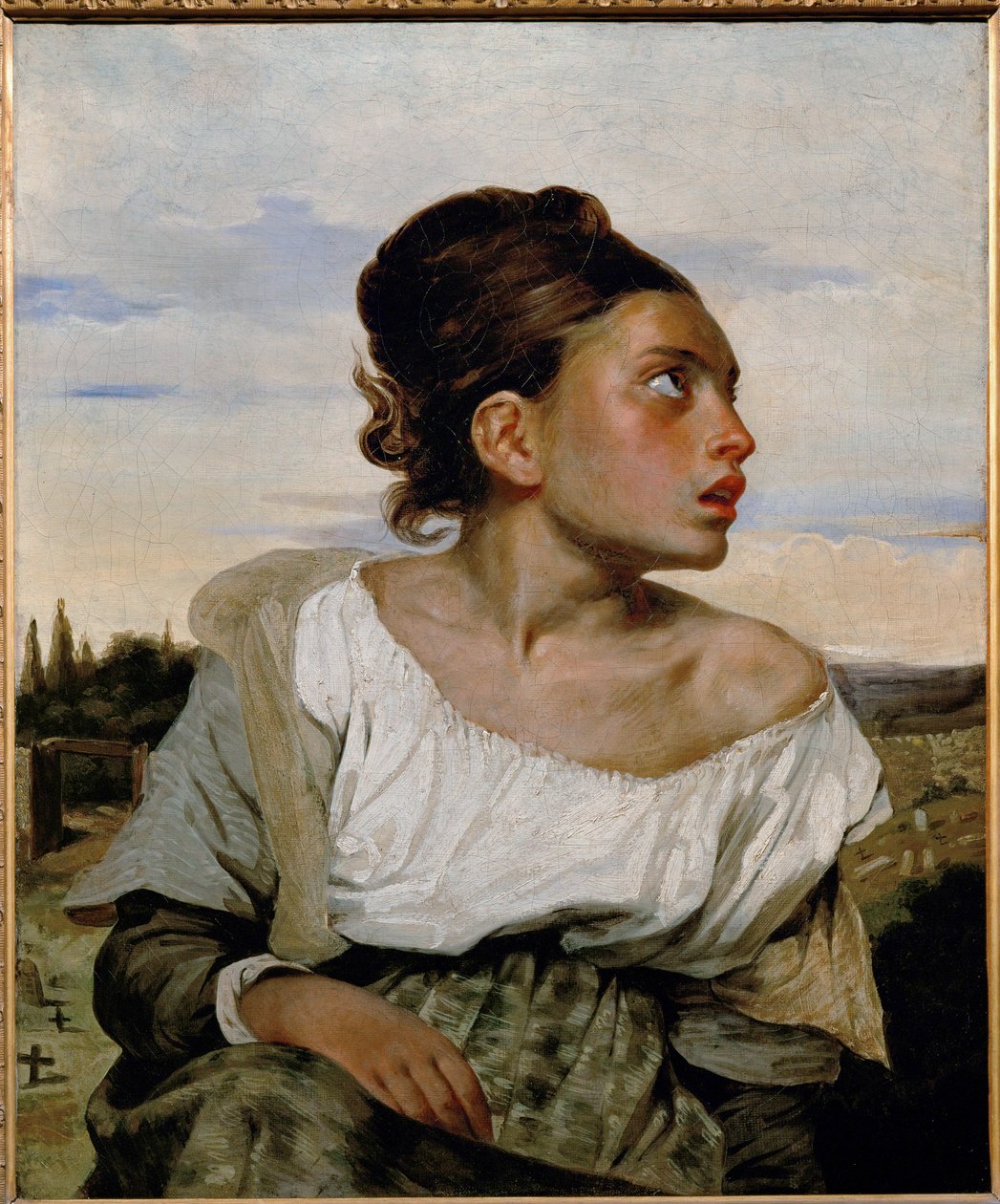 Jeune orpheline au cimetiere - nuori orpo hautausmaalla ... tekijältä Ferdinand Victor Eugene Delacroix