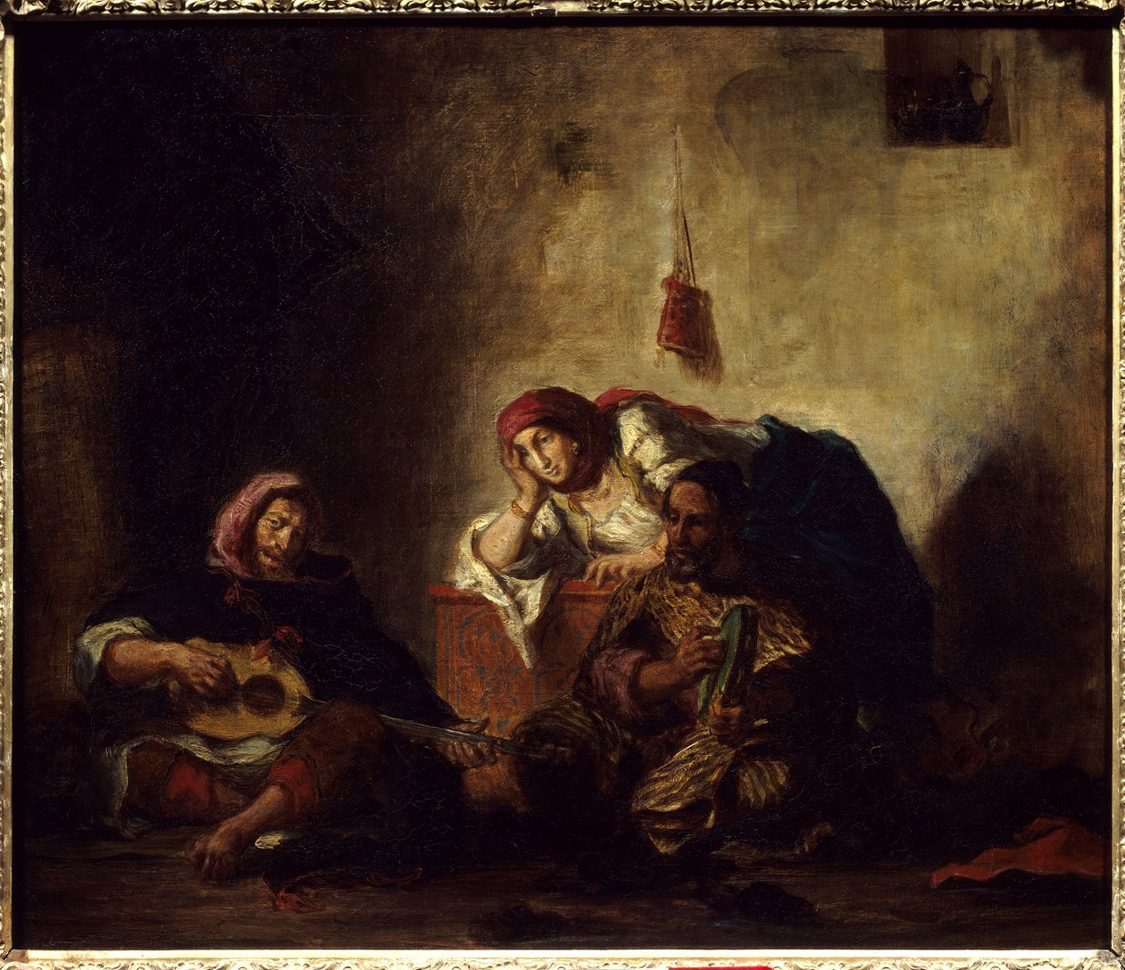 Juutalaiset muusikot Mogadorissa (entinen nimi Essaouira) Marokossa Eugene Delacroixin maalaus 1798-1863) 1847 su. 0,46x0,55 m Pariisi, Musee du Louvre. tekijältä Ferdinand Victor Eugene Delacroix