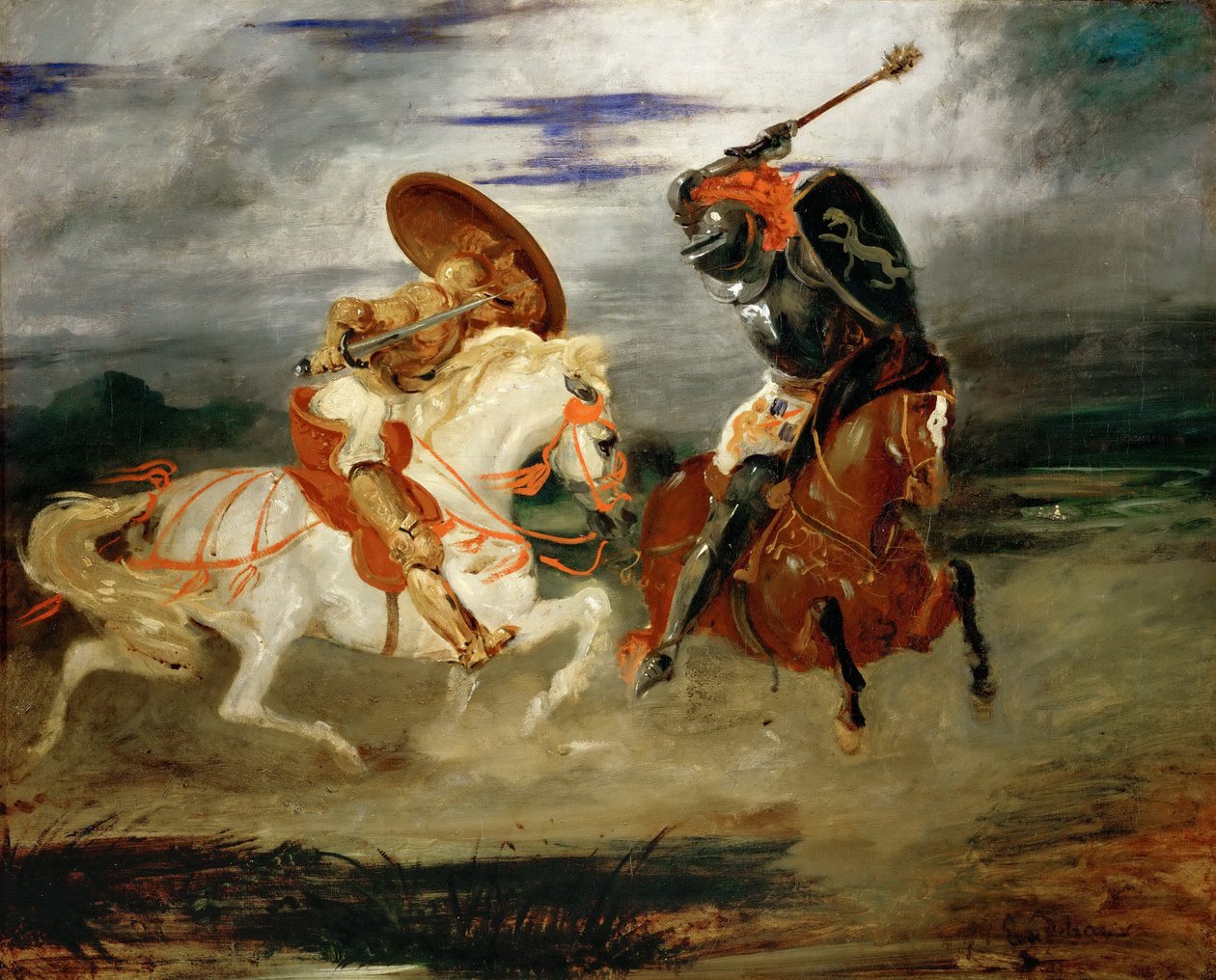 Ritarit taistelevat maaseudulla tekijältä Ferdinand Victor Eugene Delacroix