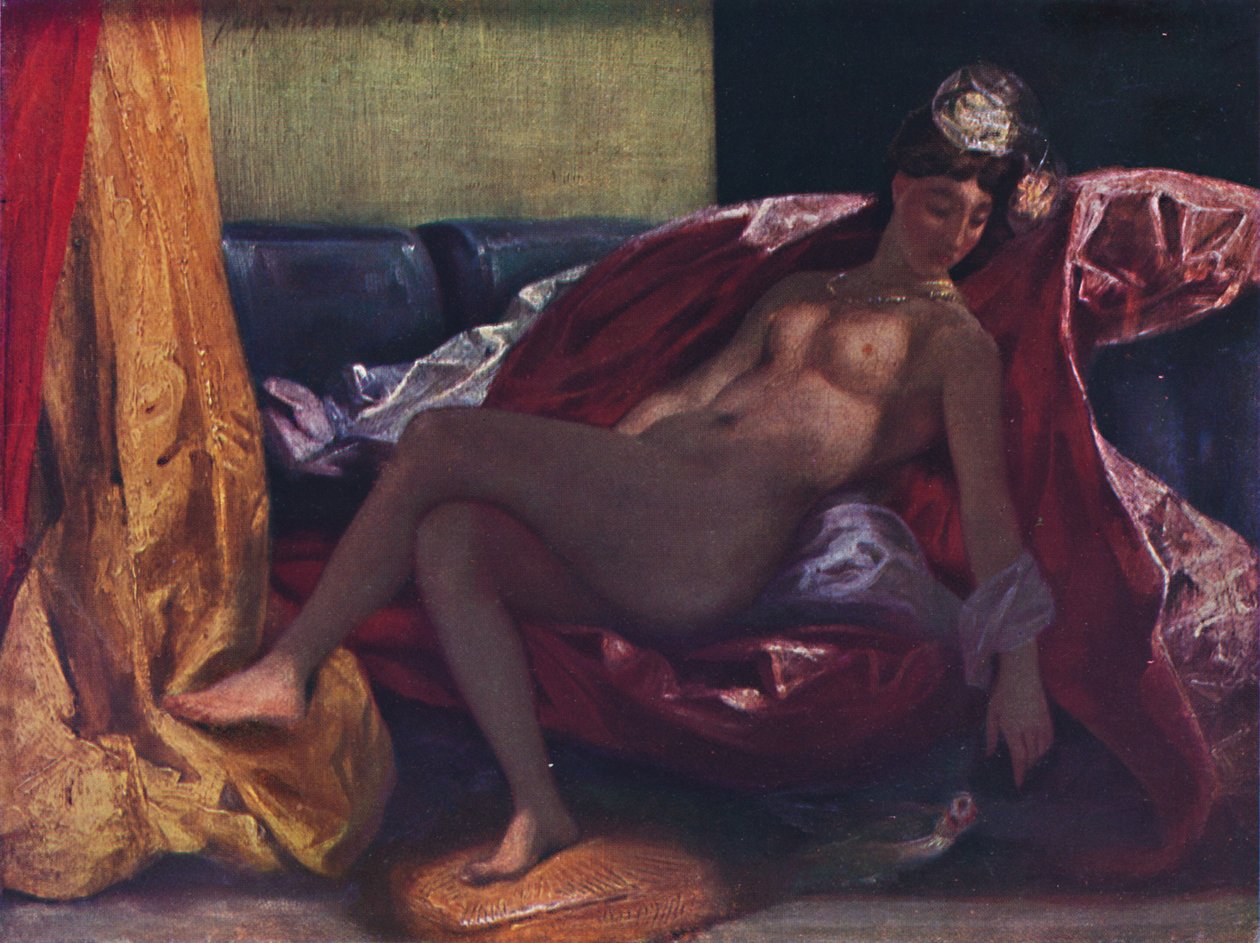 Nainen papukaijan kanssa, 1827, 1937 tekijältä Ferdinand Victor Eugene Delacroix