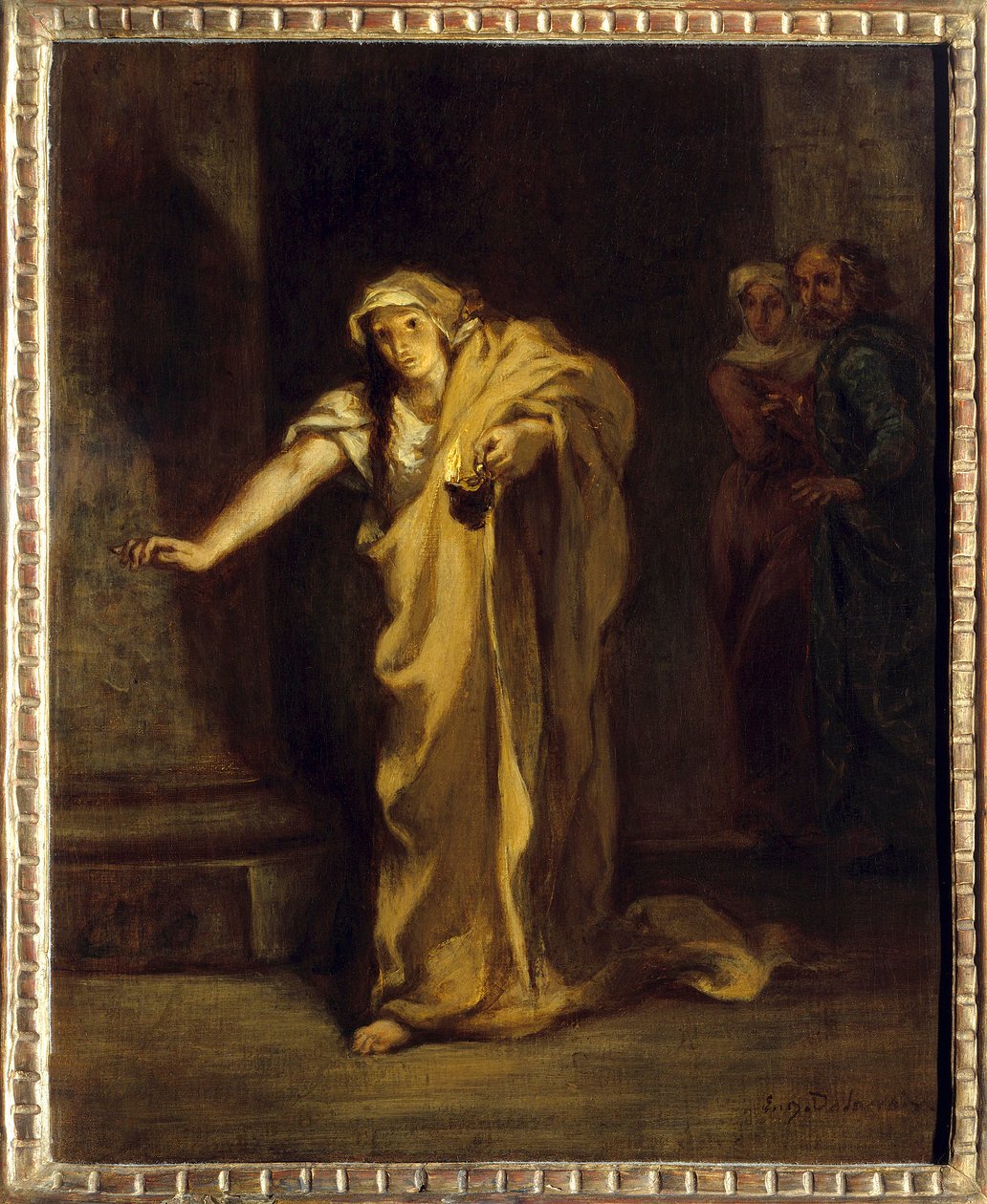 Lady Macbeth unissakävely Kuvitus William Shakespearen (1564-1616) samannimisestä teoksesta. Eugene Delacroix