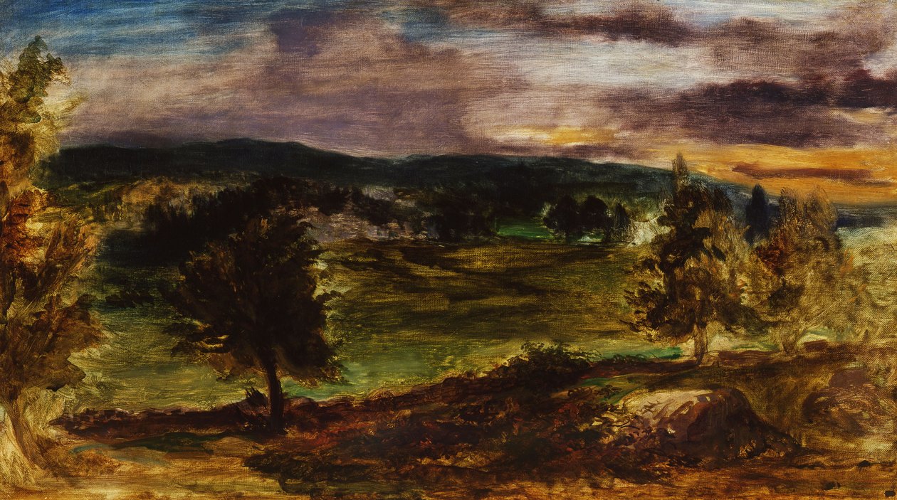 Maisema Champrosayssa , noin 1849 (öljy kankaalle). tekijältä Ferdinand Victor Eugene Delacroix