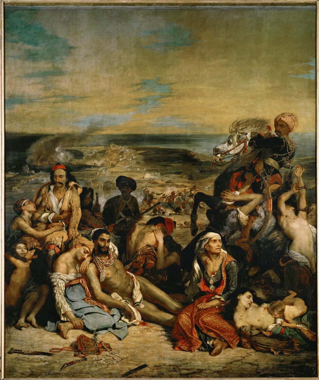 Le Massacre de Scio - Chiosin verilöyly ... tekijältä Ferdinand Victor Eugene Delacroix