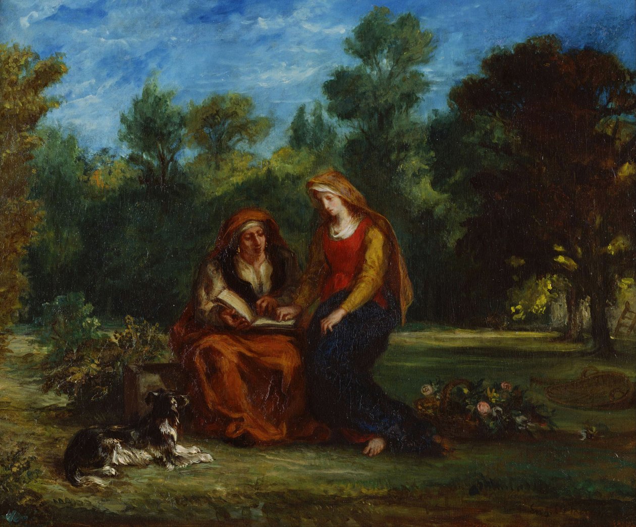 Eugene Delacroixin (1798-1863) maalaus "Neitsyen koulutus" 1852 Kansallinen läntisen taiteen museo, Tokio, Japani tekijältä Ferdinand Victor Eugene Delacroix
