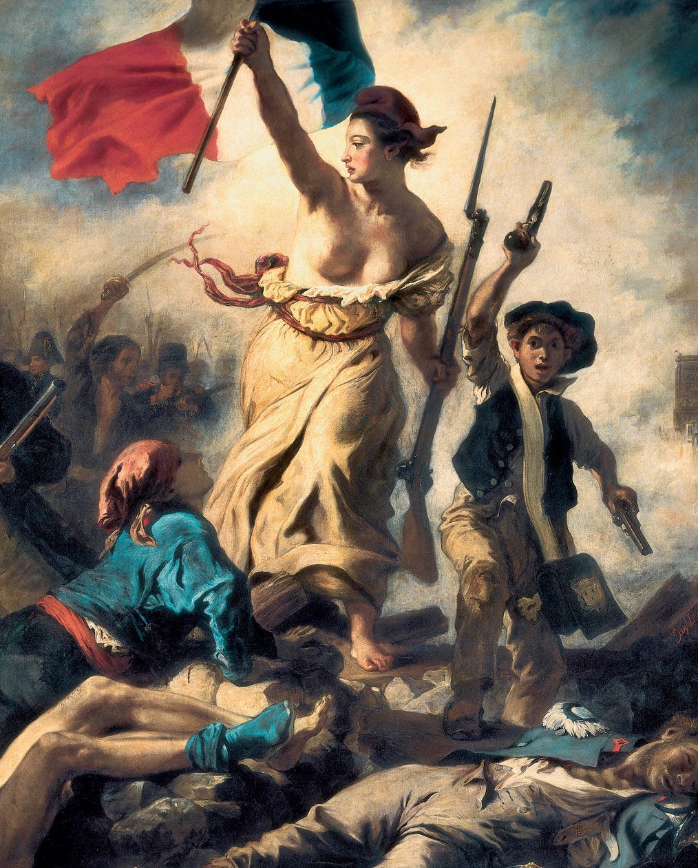 Liberty Leading the People, 28. heinäkuuta 1830, n. 1830-31 (yksityiskohta) (öljy kankaalle) tekijältä Ferdinand Victor Eugene Delacroix