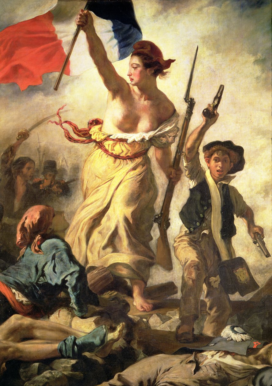 Liberty Leading the People, 28. heinäkuuta 1830, noin 1830-31 öljy kankaalle yksityiskohta kuvasta 3692. tekijältä Ferdinand Victor Eugene Delacroix
