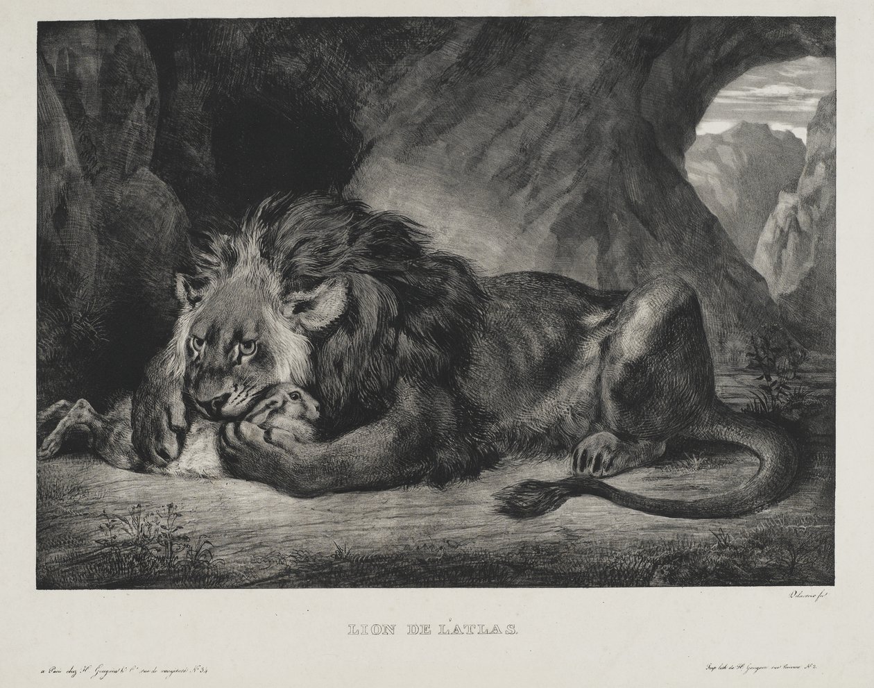 Leijona Atlasista, 1829 tekijältä Ferdinand Victor Eugene Delacroix
