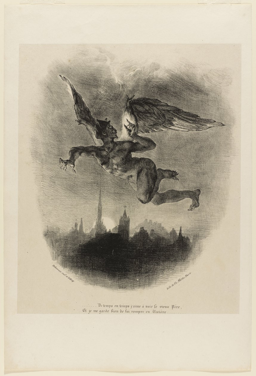 Mefistofeles ilmassa (Faustin etuosa) tekijältä Ferdinand Victor Eugene Delacroix