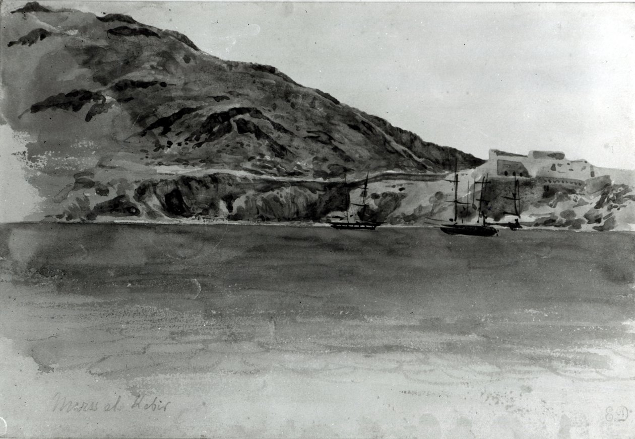 Mers El-Kebir, Algeria (wc paperilla) (bw kuva) tekijältä Ferdinand Victor Eugene Delacroix