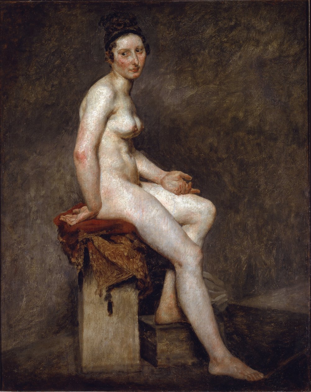 Alaston istunnossa lukee Miss Rose - Öljy kankaalle tekijältä Ferdinand Victor Eugene Delacroix