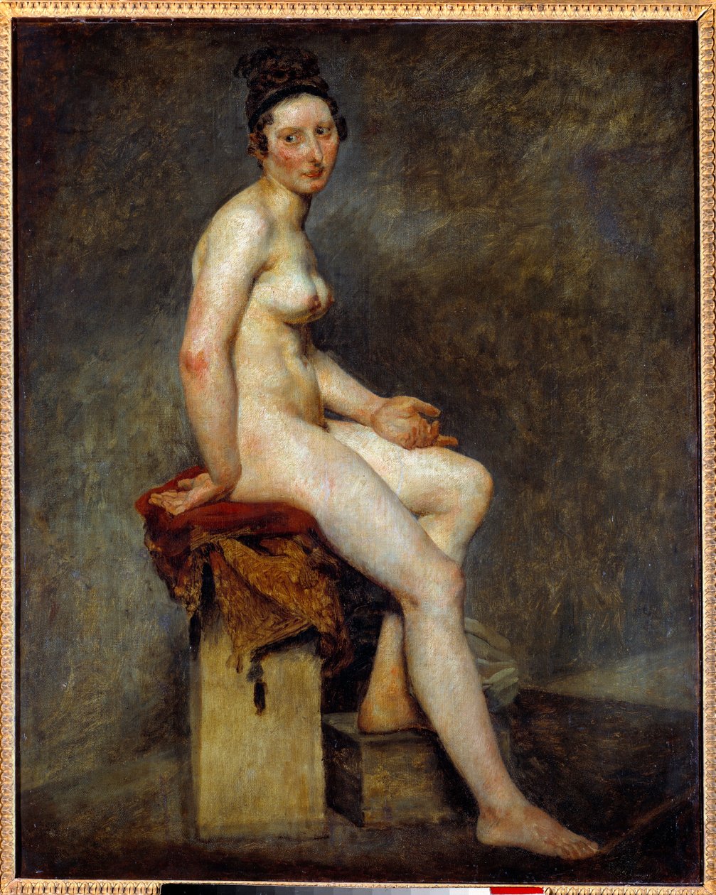 Alaston istuminen sanoo Miss Rose. Eugene Delacroix (1798-1863) maalaus tekijältä Ferdinand Victor Eugene Delacroix