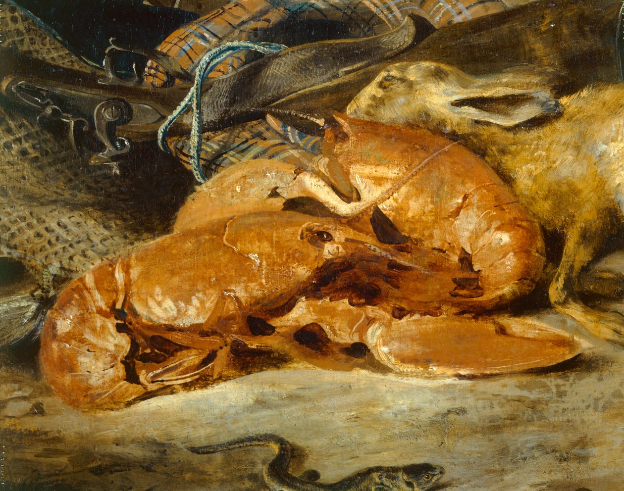 Nature morte au homard - asetelma hummerin kanssa ... tekijältä Ferdinand Victor Eugene Delacroix