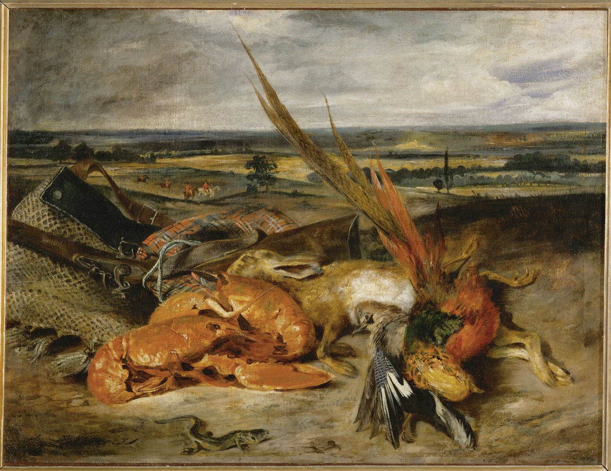 Nature morte au homard - asetelma hummerin kanssa ... tekijältä Ferdinand Victor Eugene Delacroix