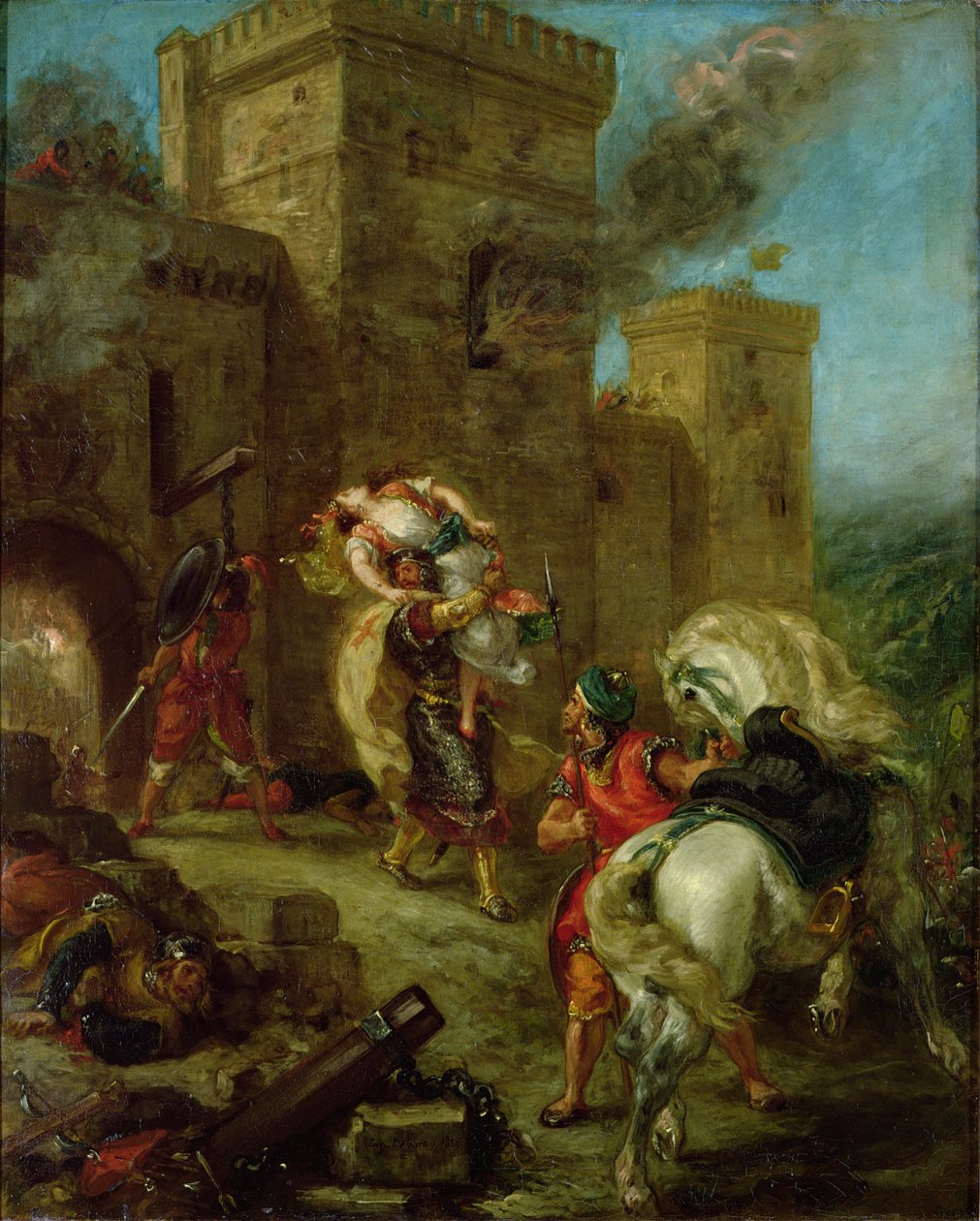 Rebecca sieppasi temppeliherra, Sir Brian de Bois-Guilbert tekijältä Ferdinand Victor Eugene Delacroix