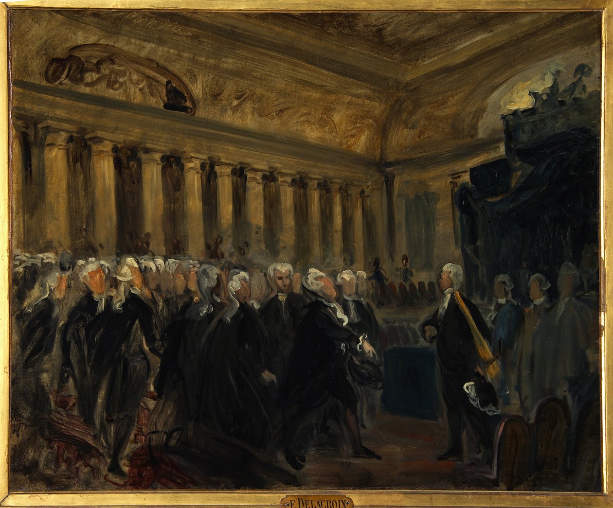 Ranskan vallankumous, perustuslakikokous 1789: Honore Gabriel (Honore-Gabriel) Riqueti, Comte de Mirabeau (1749-1791) ennen herra de Henri Evrardia (Henri-Evrard), markiisi de Dreux Breze (Dreux-Breze) (127)2-) (127) (edustajakokouksen aikana, tekijältä Ferdinand Victor Eugene Delacroix