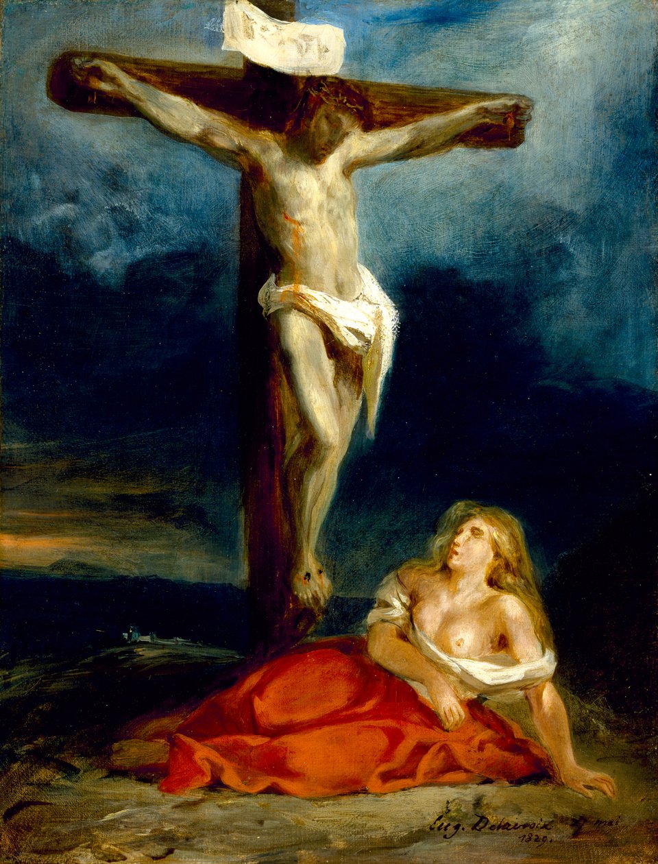 Pyhä Maria Magdaleena ristin juurella, 1829 tekijältä Ferdinand Victor Eugene Delacroix