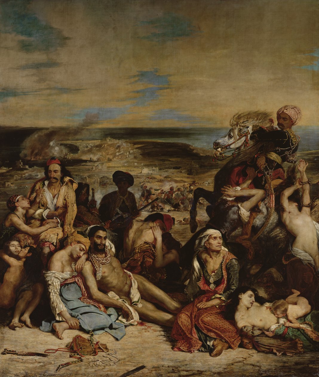 Kohtauksia Khioksen joukkomurhasta, 1822 tekijältä Ferdinand Victor Eugene Delacroix