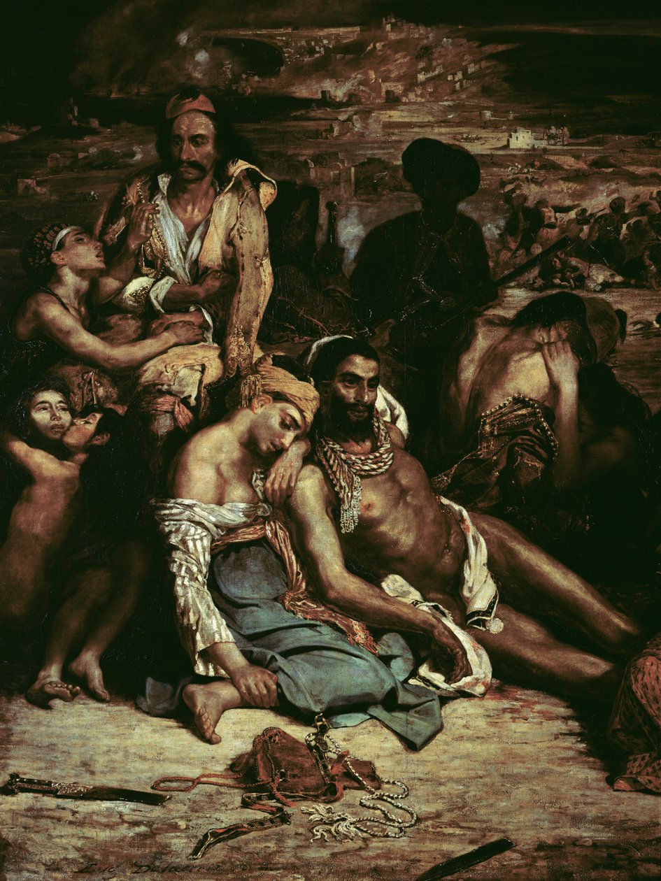 Kohtauksia Khioksen verilöylystä, 1822 öljy kankaalle yksityiskohta numerosta 63566 tekijältä Ferdinand Victor Eugene Delacroix