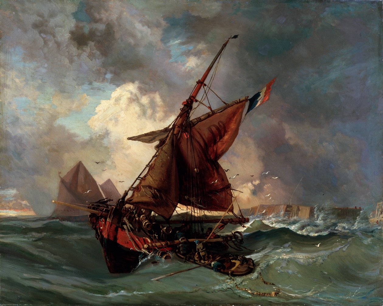 Laivoja myrskyisellä merellä, 1800-luku tekijältä Ferdinand Victor Eugene Delacroix