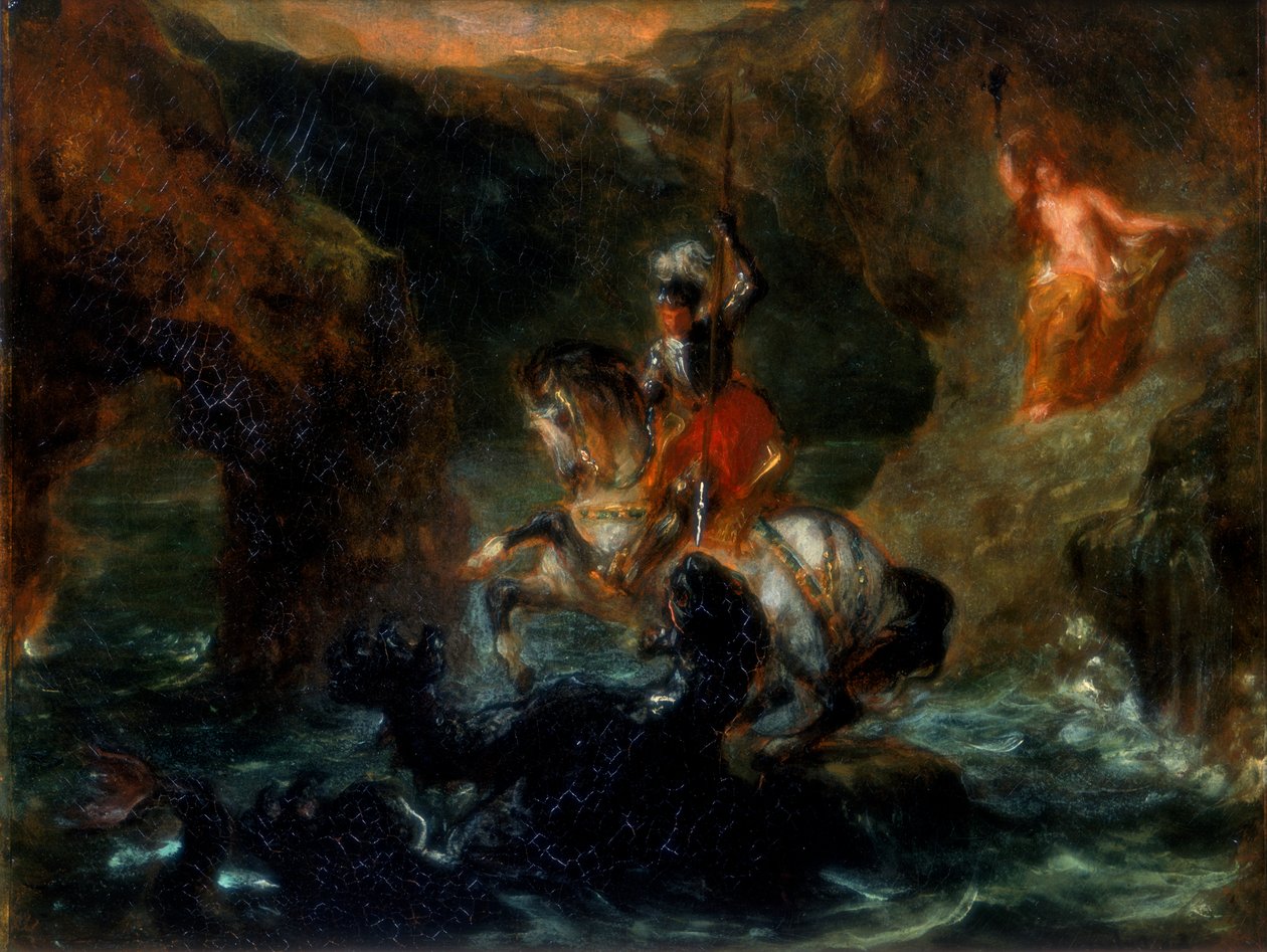 St George Fighting the Dragon tai Perseus Delivering Andromeda, 1847 tekijältä Ferdinand Victor Eugene Delacroix