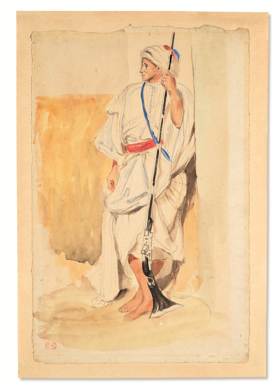 Pysyvä arabi (kynä-akvarelli ja guassi paperille) tekijältä Ferdinand Victor Eugene Delacroix